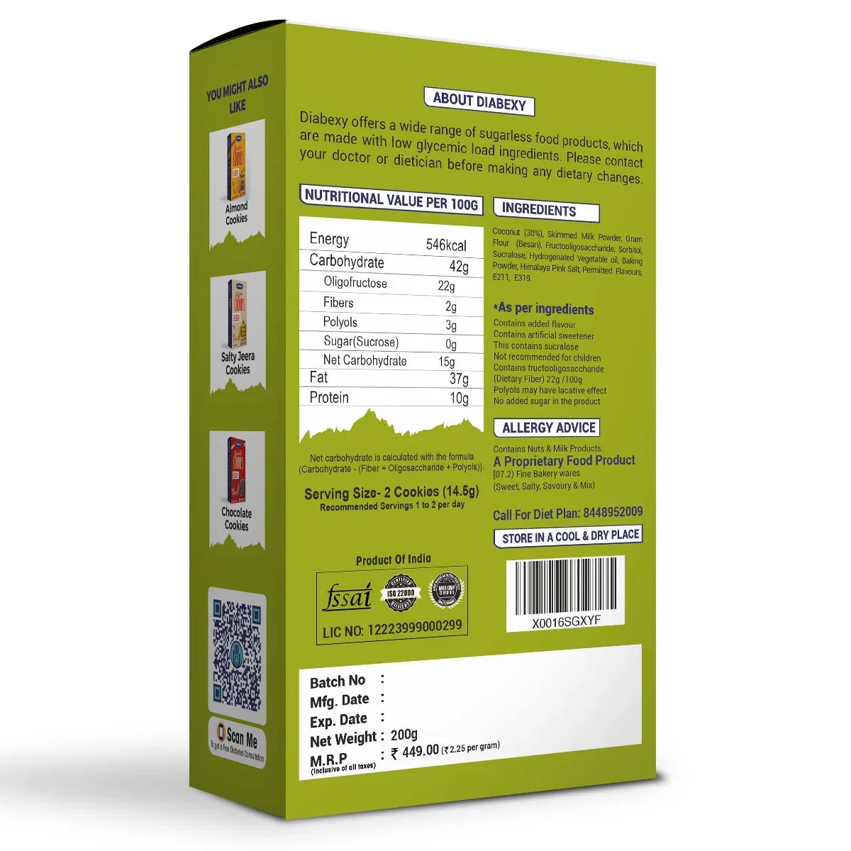 ingredients of Diabexy Coconut Cookies