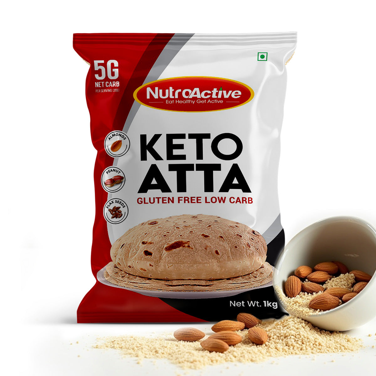 NutroActive Keto Atta Gluten Free Ultra Low Carb Flour - 1kg
