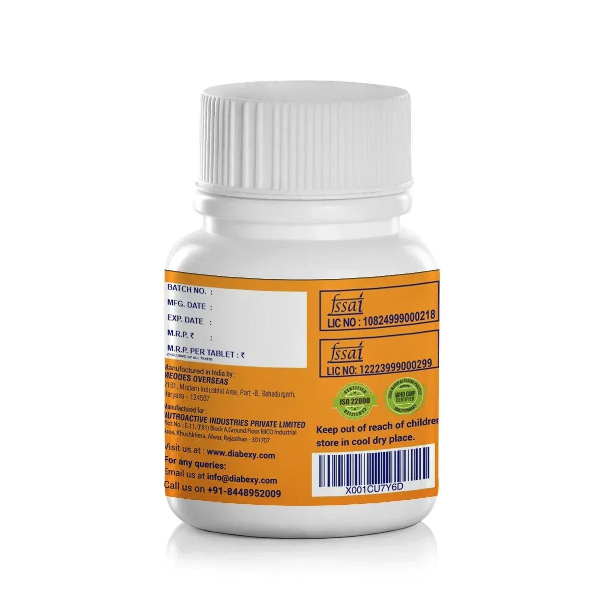 back of diabexy vitamin and antioxidants