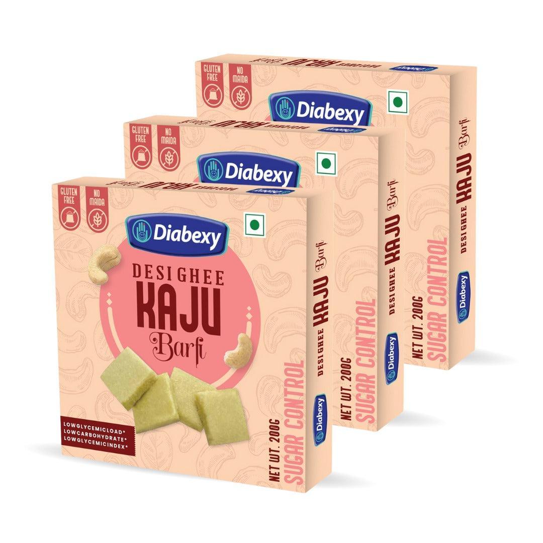 Diabexy Desi Ghee Sugar Free Kaju Barfi pack of 3 each 200 gm