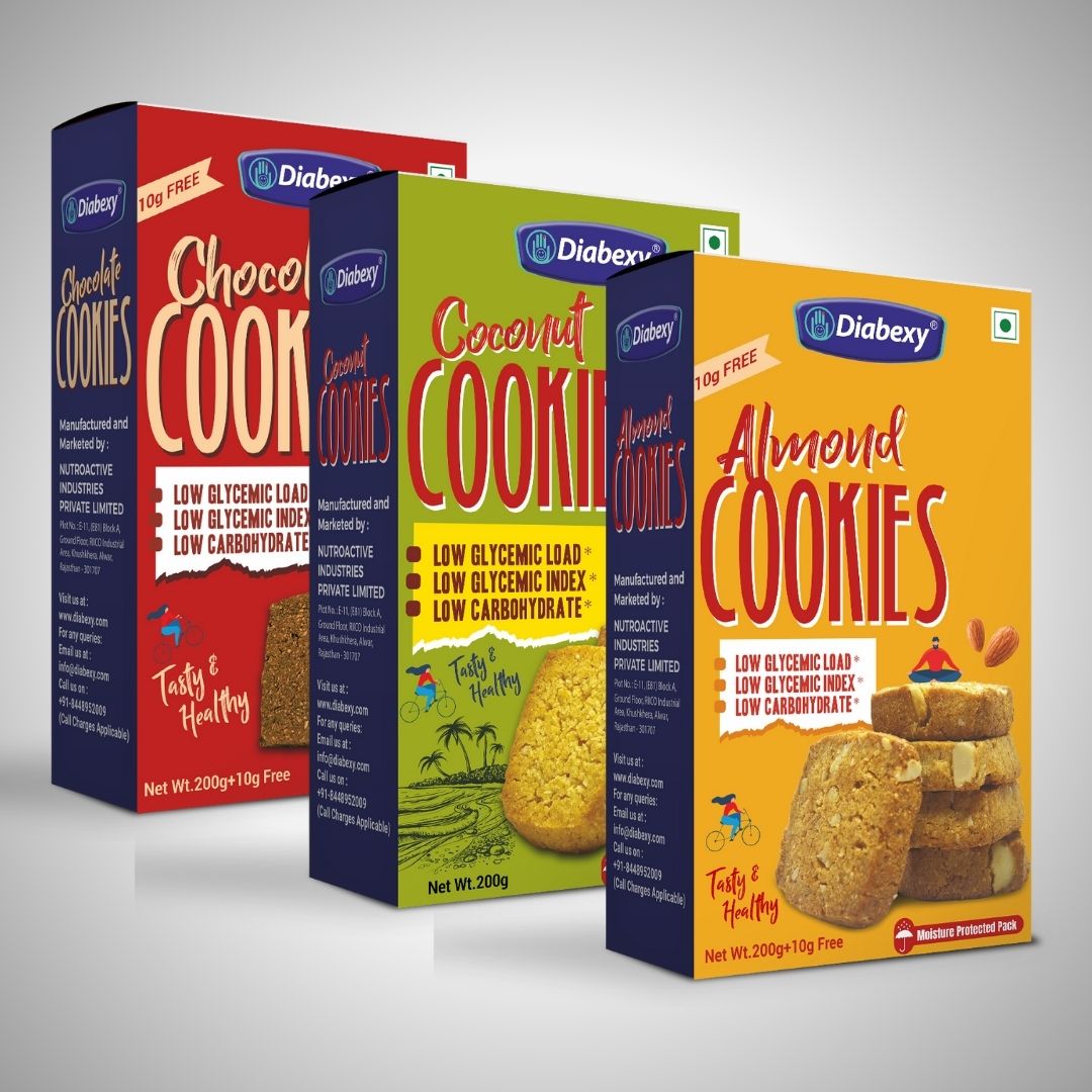 Diabexy Cookies Combo (Almond 200g, Chocolate 200g, & Coconut 200g) (Pack of 3)