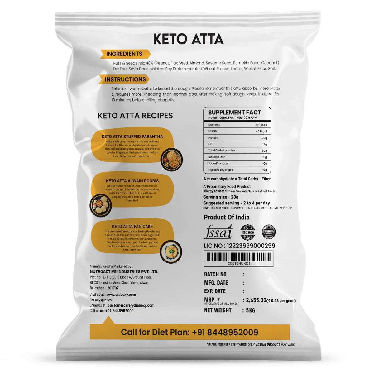 NutroActive Low Carb Keto Atta for Weight Loss | High Protein