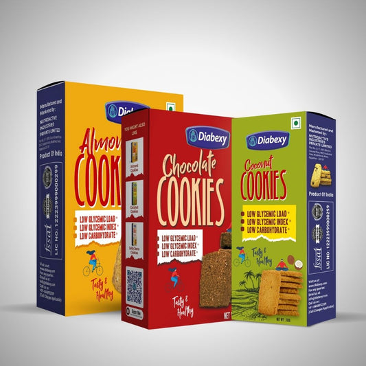Diabexy Cookies Combo (Almond 200Gr, Chocolate 200Gr, & Coconut 110Gr) (Pack of 3)