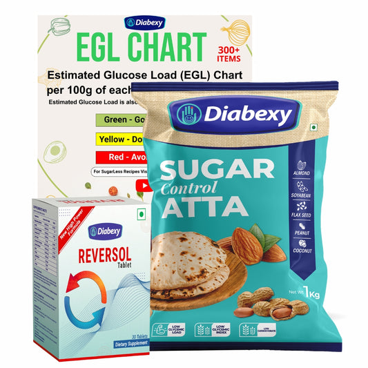 Diabexy Kit for Beginners (Diabexy Atta - 1kg, Reversol Tablet 30 Tab & EGL Chart- Hard Copy)