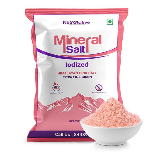 NutroActive MineralSalt Iodized Himalayan Pink Rock Salt Extra Fine Grain 1 kg