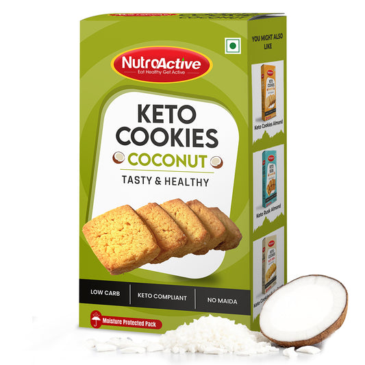 NutroActive Keto Coconut Cookies, 15% Net Carb Zero Sugar, Gluten Free - 200g