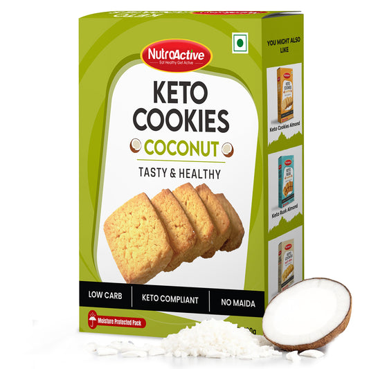 NutroActive Keto Coconut Cookies, 15% Net Carb Zero Sugar, Gluten Free - 200g