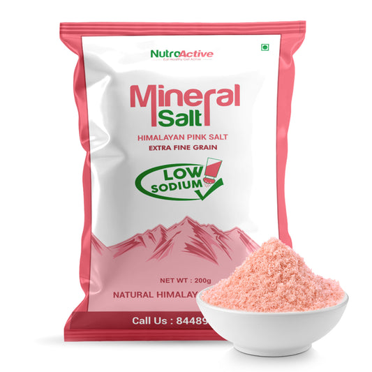 NutroActive MineralSalt Low Sodium Himalayan Rock Pink Salt Extra Fine Grain 200g