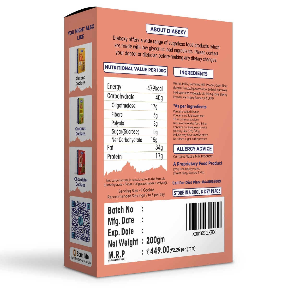 Ingredients & instruction of diabexy peanut cookie