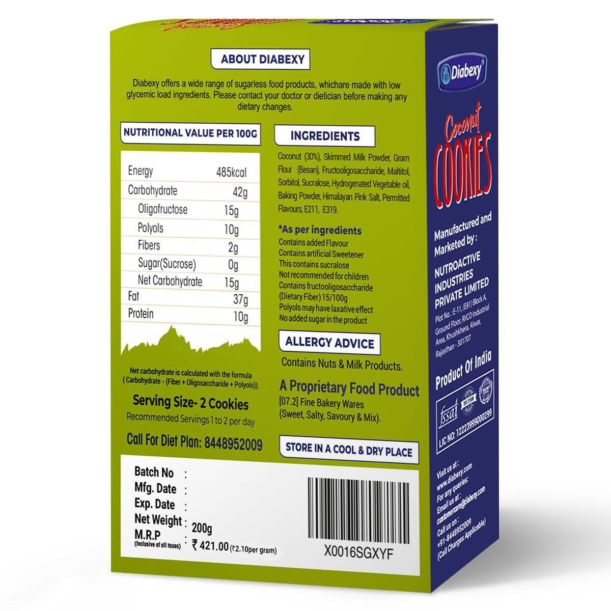 Diabexy Coconut Cookies - 200g