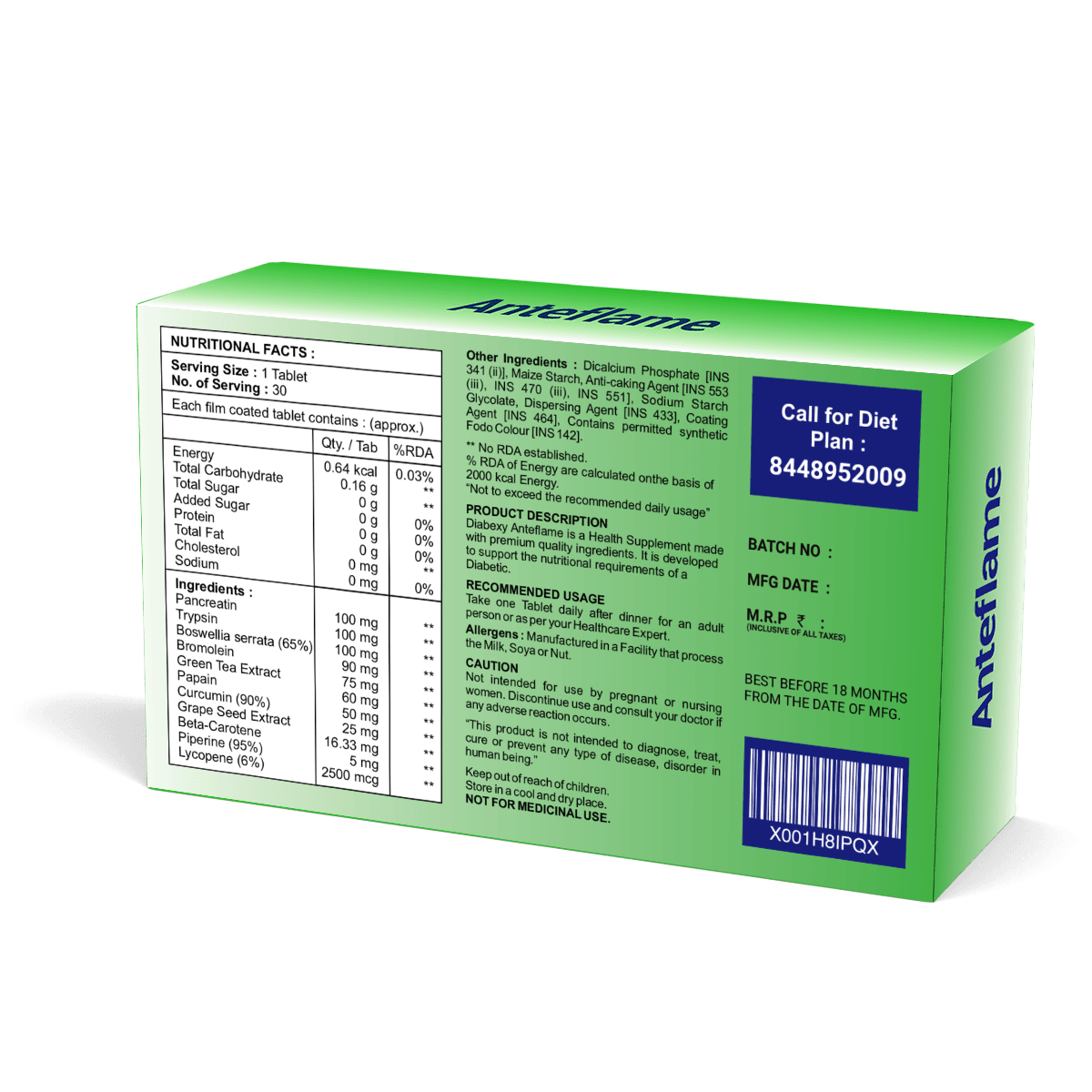Diabexy Anteflame Tablets- 30 Tablets - Diabexy