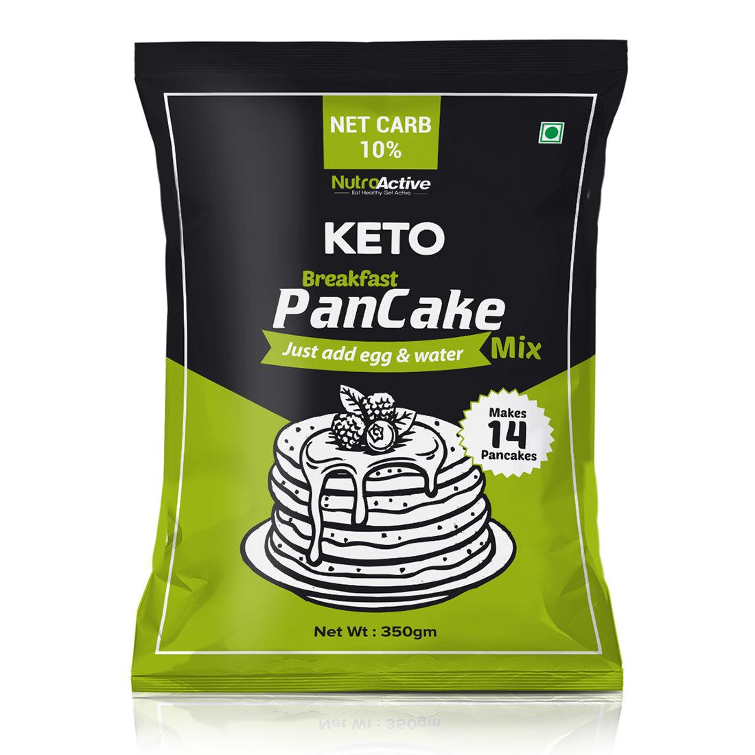 NutroActive Keto Breakfast Pancake Mix Low Carbs High Protein Gluten Free - 350gm - Diabexy